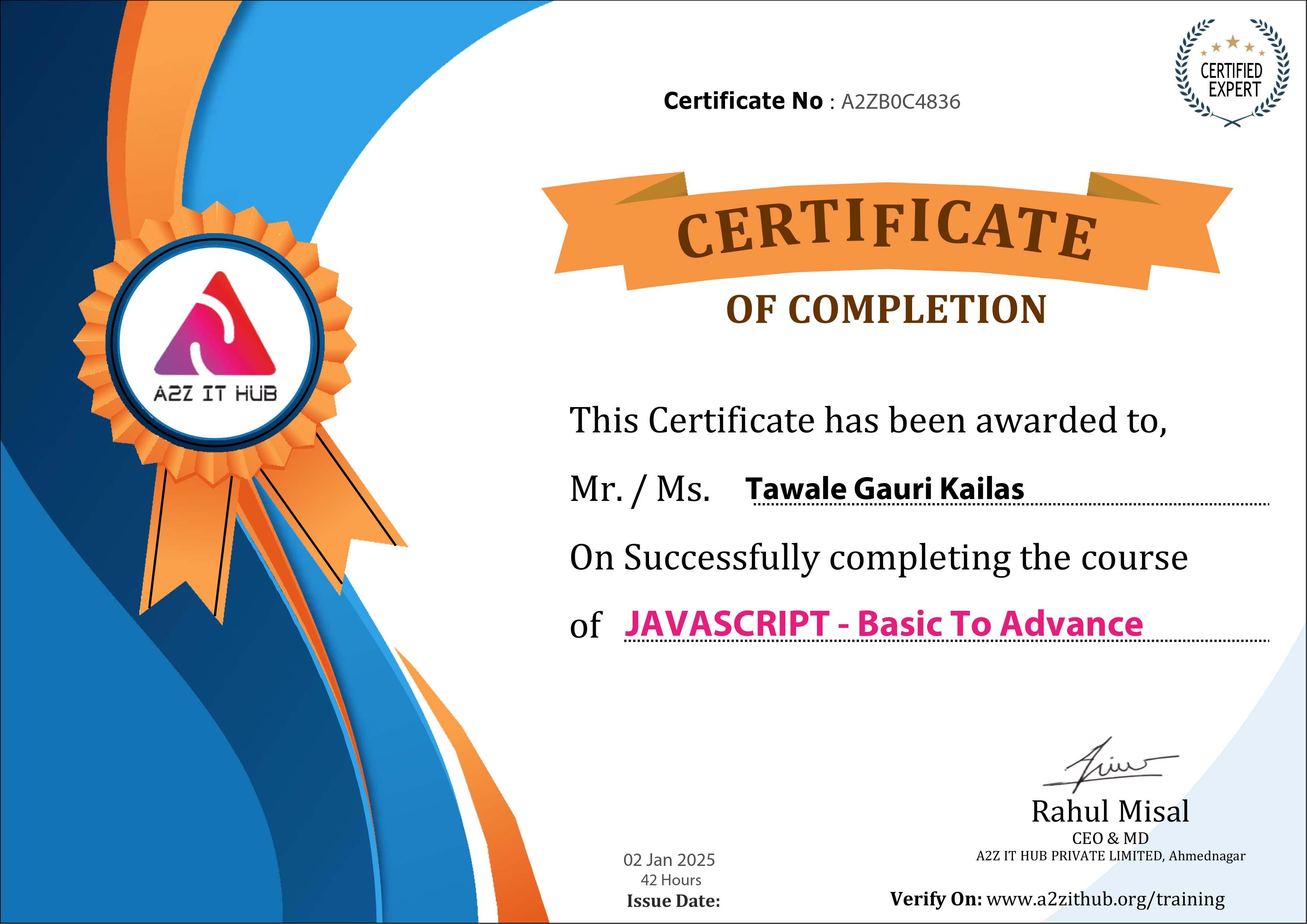 Javascript Certificate
